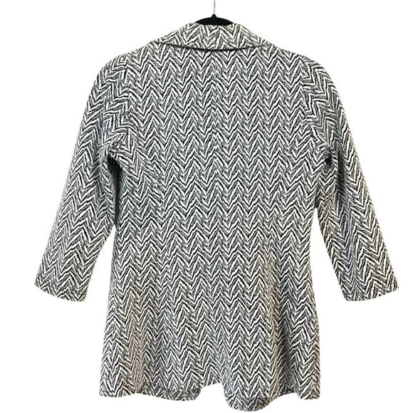 Calvin Klein Waterfall Open Knit Jacket Blazer, Size 4 Petite, Black & White - Picture 6 of 8